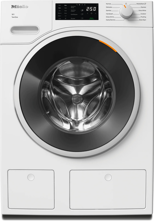 MIELE  WWD160 WCS Lotus white - W1 front-loading washing machine: 8 kg 1600 rpm Pre-Ironing Miele@home CapDosing Honeycomb Drum White - WWD160WCS