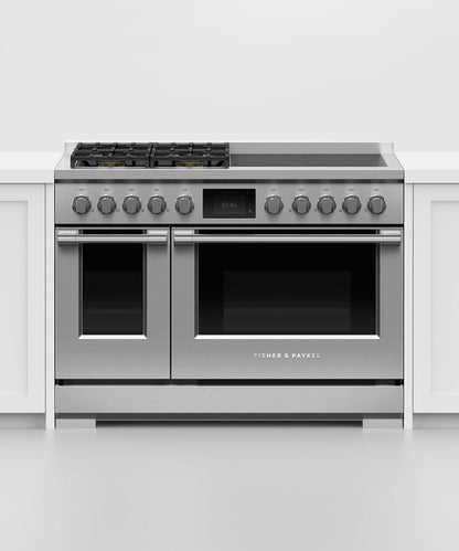 FISHER & PAYKEL RHV3484L 48" Series 11 Professional Dual Fuel 4 Burner + 4 Zone Induction Self-Cleaning Range in Stainless Steel - RHV3484L