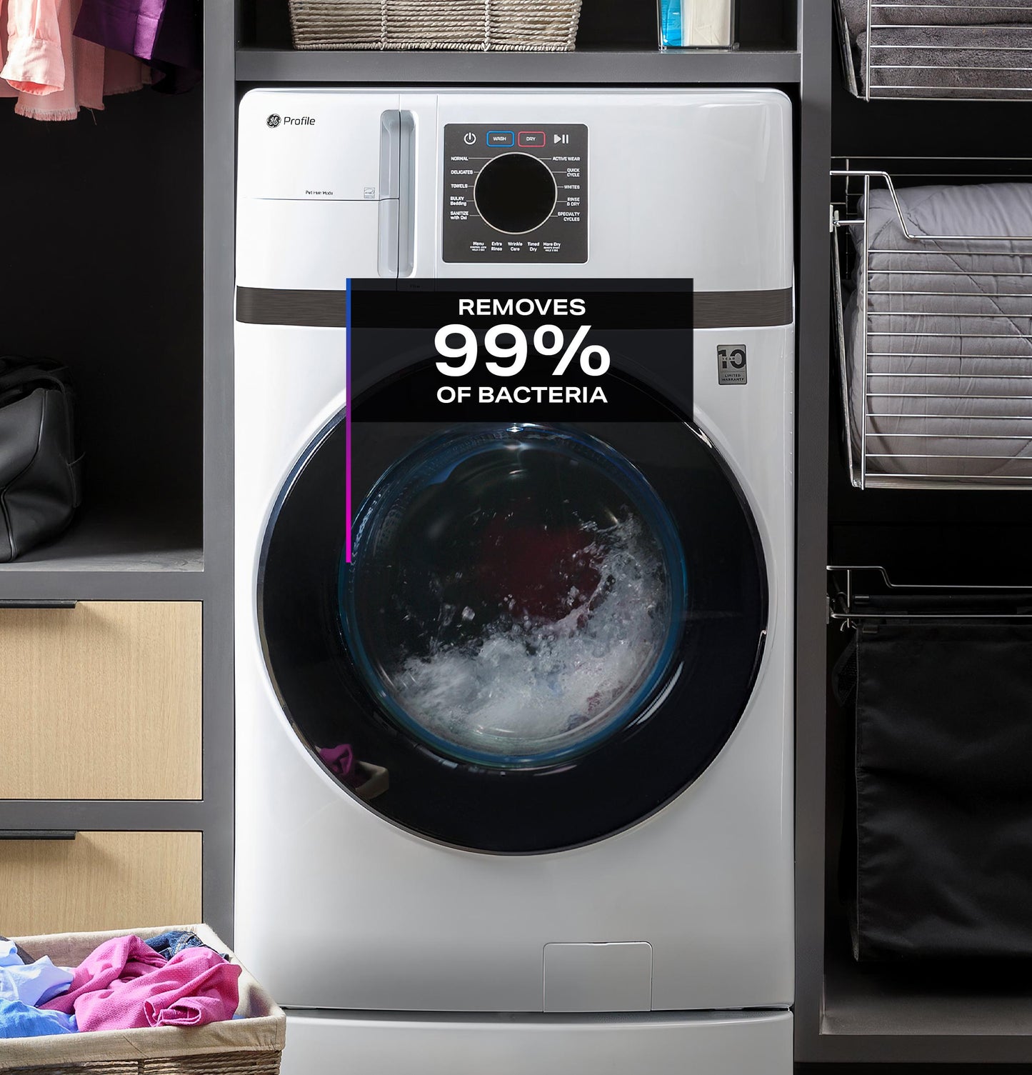 GE APPLIANCES PFQ83HSSWWW GE Profile™ ENERGY STAR® 4.6 cu. ft. Capacity UltraFast Combo with Ventless Inverter Heat Pump Technology Washer/Dryer White - PFQ83HSSWWW