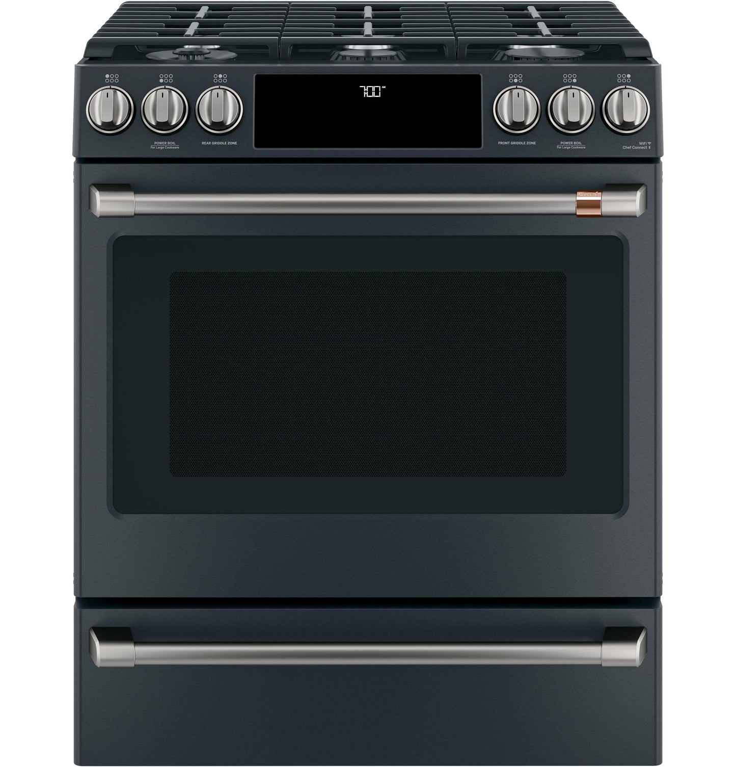 GE APPLIANCES CAFE CGS700P3MD1 CAFé™ 30" Smart Slide-In, Front-Control, Gas Range with Convection Oven Black - CGS700P3MD1