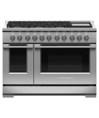 FISHER & PAYKEL RGV3486GDL 48" Series 7 Professional 6 Burner with Griddle Gas Range in Stainless Steel - RGV3486GDL