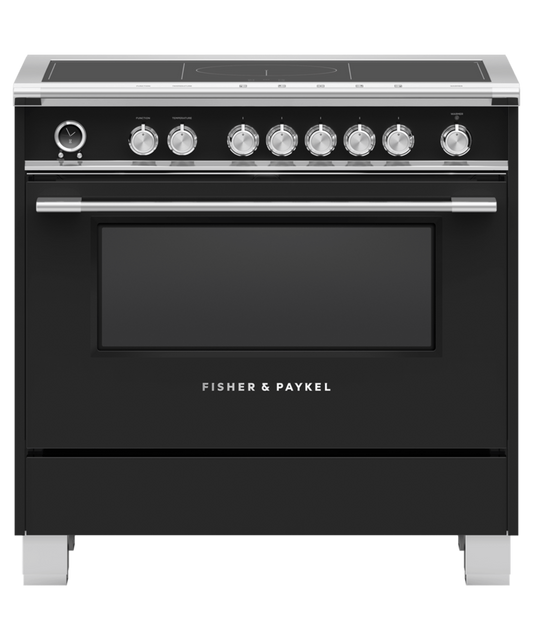 FISHER & PAYKEL OR36SCI6B1 36" Series 9 Classic 5 Zone Induction Self-Cleaning Range Black - OR36SCI6B1