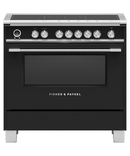 FISHER & PAYKEL OR36SCI6B1 36" Series 9 Classic 5 Zone Induction Self-Cleaning Range Black - OR36SCI6B1