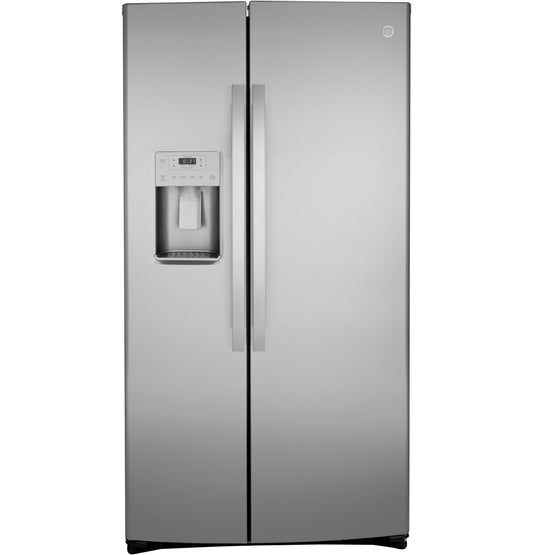GE APPLIANCES 21.8 Cu. Ft. Counter-Depth Fingerprint Resistant Side-By-Side Refrigerator in Stainless Steel - GZS22IYNFS
