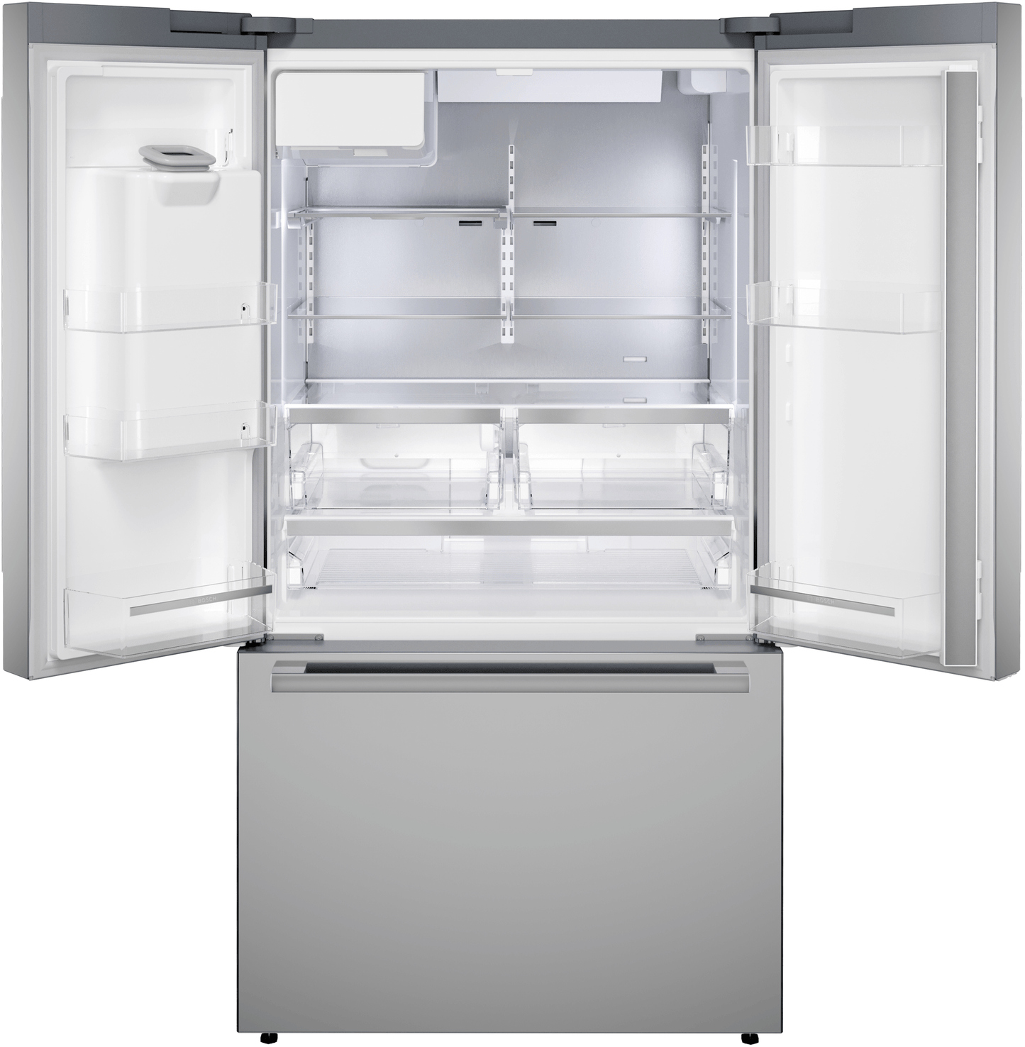 BOSCH B36FD52SNS 500 Series, French Door Bottom freezer, multi door, 36'', Brushed steel (with anti-fingerprint), Total No Frost in Stainless Steel - B36FD52SNS