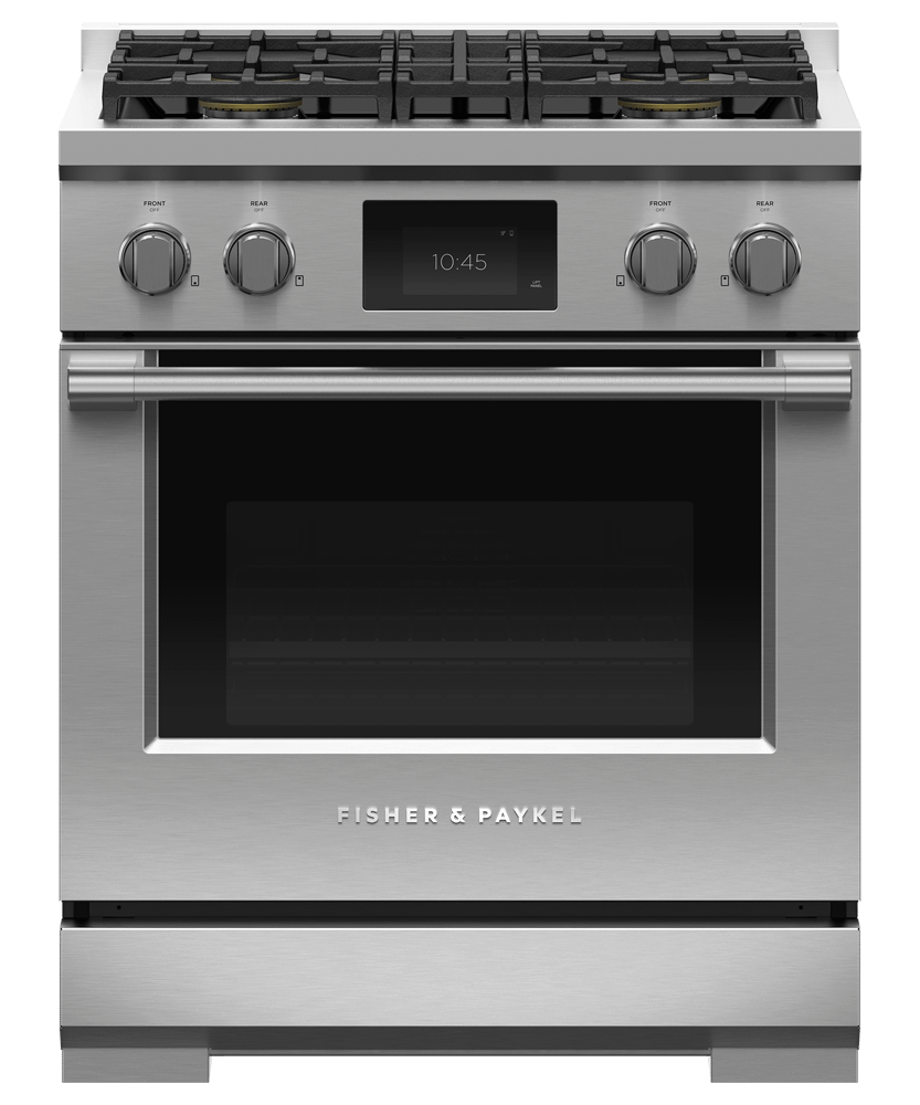 FISHER & PAYKEL RDV3304N 30" Series 9 Professional Dual Fuel 4 Burner Self-Cleaning Range in Stainless Steel - RDV3304N