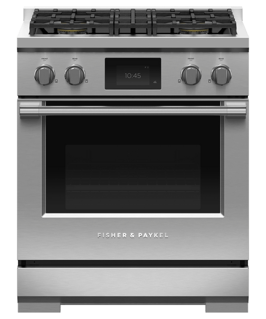FISHER & PAYKEL RDV3304N 30" Series 9 Professional Dual Fuel 4 Burner Self-Cleaning Range in Stainless Steel - RDV3304N