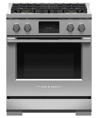 FISHER & PAYKEL RDV3304L 30" Series 9 Professional Dual Fuel 4 Burner Self-Cleaning Range in Stainless Steel - RDV3304L