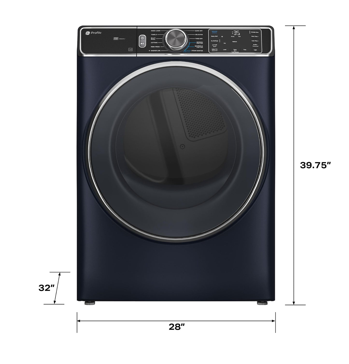 GE APPLIANCES PFD87ESPVRS GE Profile™ 7.8 cu. ft. Capacity Smart Front Load Electric Dryer with Steam and Sanitize Cycle Blue - PFD87ESPVRS