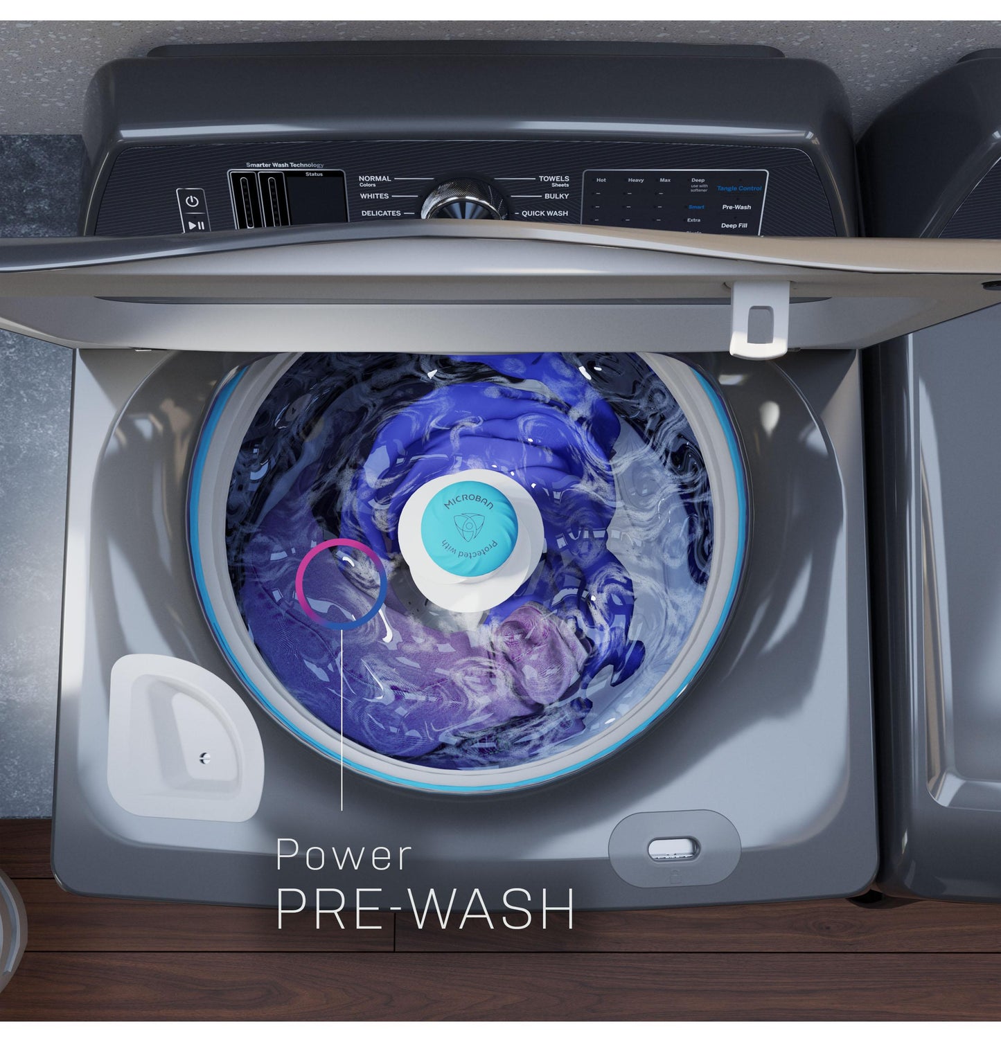 GE APPLIANCES PTW705BSTWS GE Profile™ ENERGY STAR® 5.3 cu. ft. Capacity Washer with Smarter Wash Technology and FlexDispense™ White