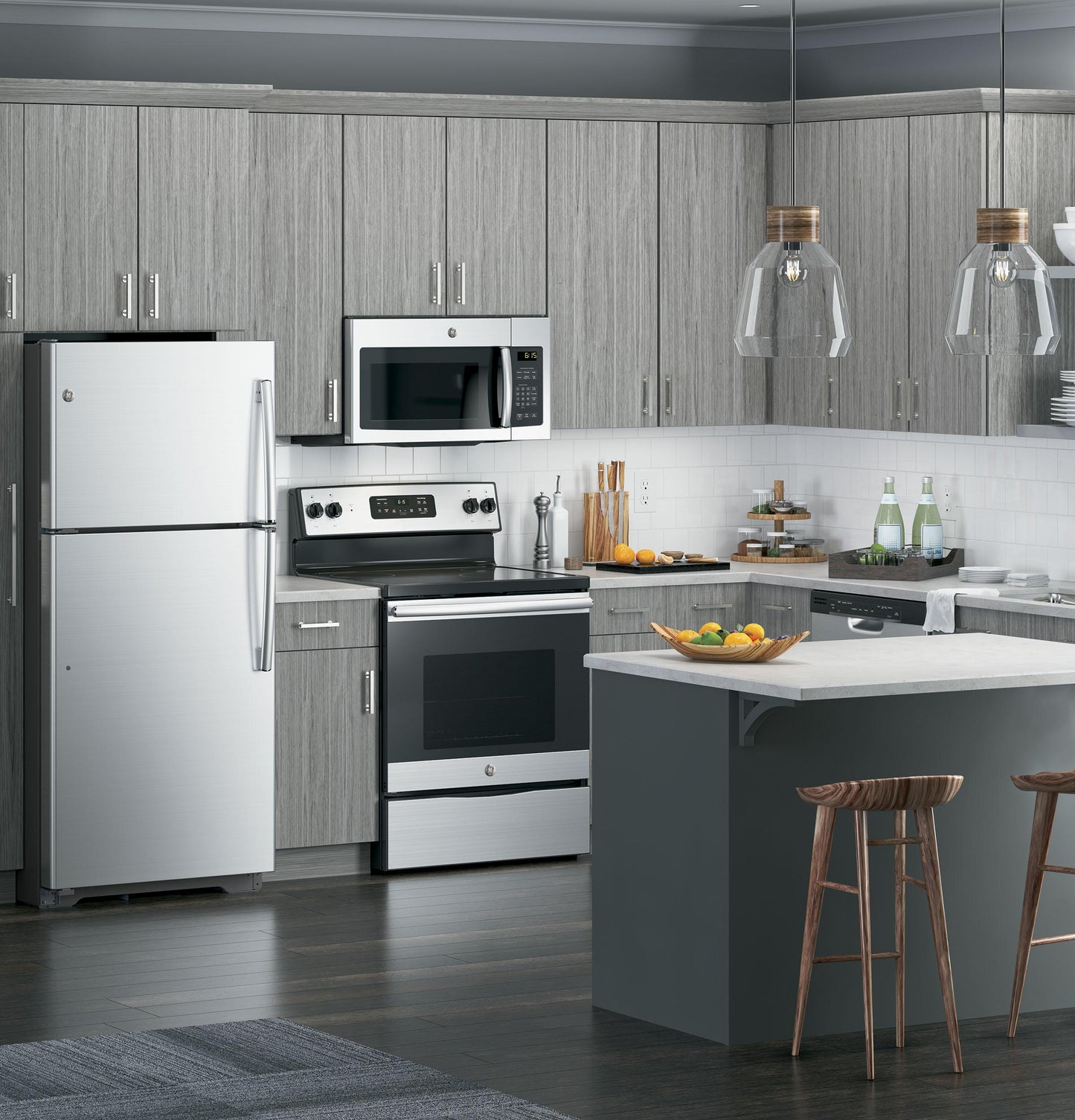 GE APPLIANCES 1.6 Cu. Ft. Over-the-Range Microwave Oven Black On Stainless - JVM3162RJSS