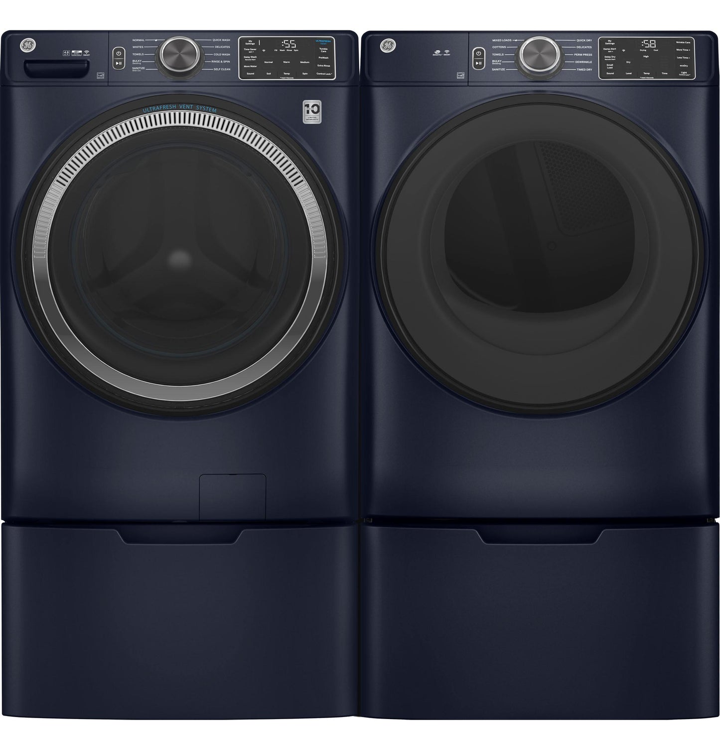 GE APPLIANCES GFW550SPRRS GE® ENERGY STAR® 4.8 cu. ft. Capacity Smart Front Load Washer with UltraFresh Vent System with OdorBlock™ and Sanitize w/Oxi Blue - GFW550SPRRS