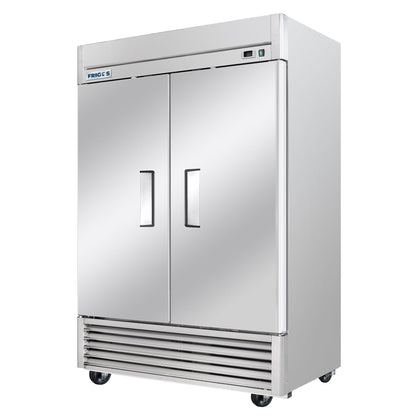 Frigos Commercial Reach in Freezer 54" Width Solid 2 Door 47 Cu Ft with Aluminum Interior with 304 Stainless Steel Floor - FG-FZ-2D