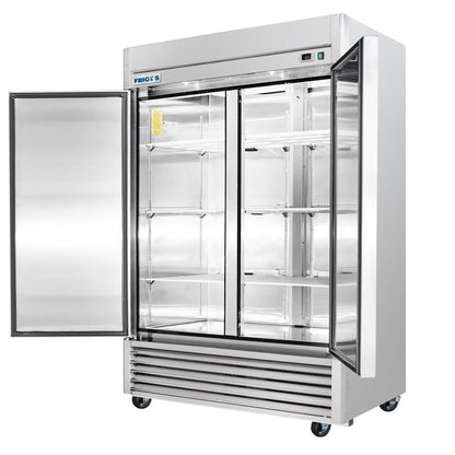 Frigos Commercial Reach in Freezer 54" Width Solid 2 Door 47 Cu Ft with Aluminum Interior with 304 Stainless Steel Floor - FG-FZ-2D