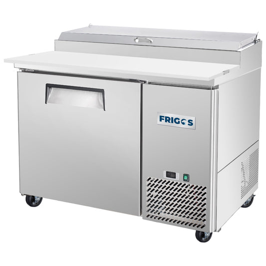 Pizza Prep Table Refrigerator 44" Width 1 Door Frigos with Aluminum Interior with 304 Stainless Steel Floor - FG-PZPT-44