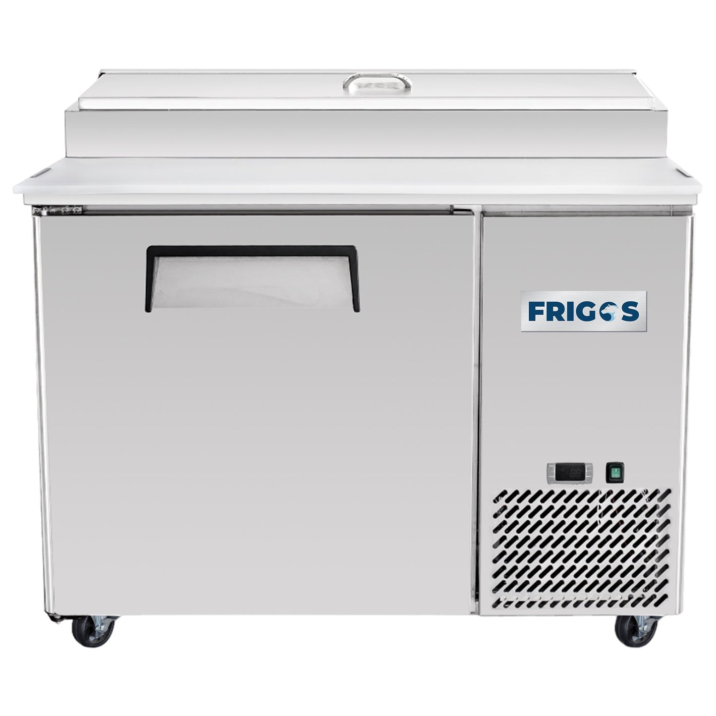 Pizza Prep Table Refrigerator 44" Width 1 Door Frigos with Aluminum Interior with 304 Stainless Steel Floor - FG-PZPT-44