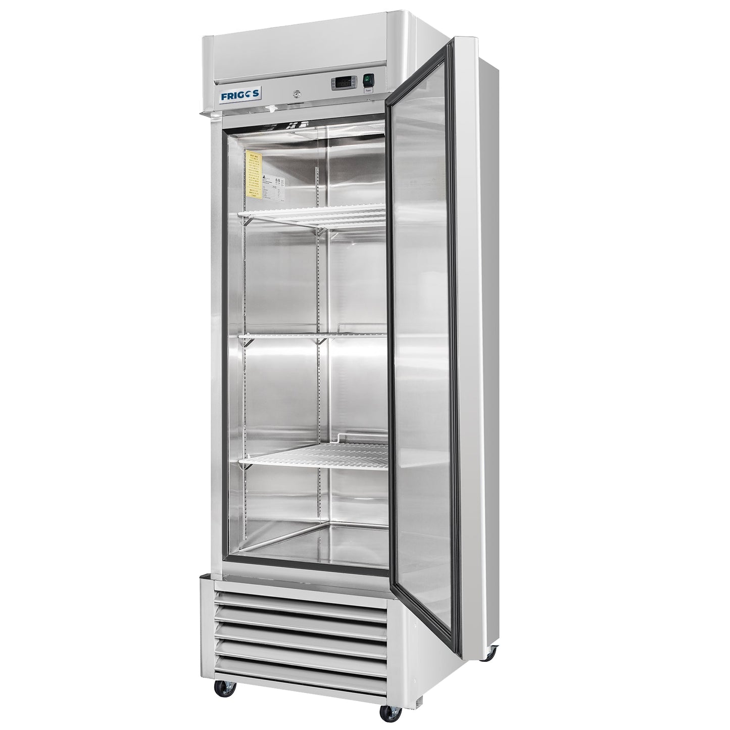 Frigos Commercial Reach in Refrigerator 27" Width Solid Single Door 21 Cu Ft with Aluminum Interior with 304 Stainless Steel Floor - FG-RF-1D