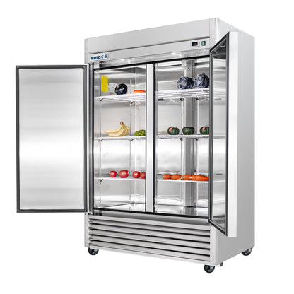 Frigos Commercial Reach in Refrigerator 54" Width Solid 2 Door 47 Cu Ft with Aluminum Interior with 304 Stainless Steel Floor - FG-RF-2D