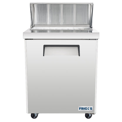Frigos Sandwich and Salad Prep Table Refrigerator 29" Width 1 Door with Aluminum Interior with 304 Stainless Steel Floor - FG-SWPT-29