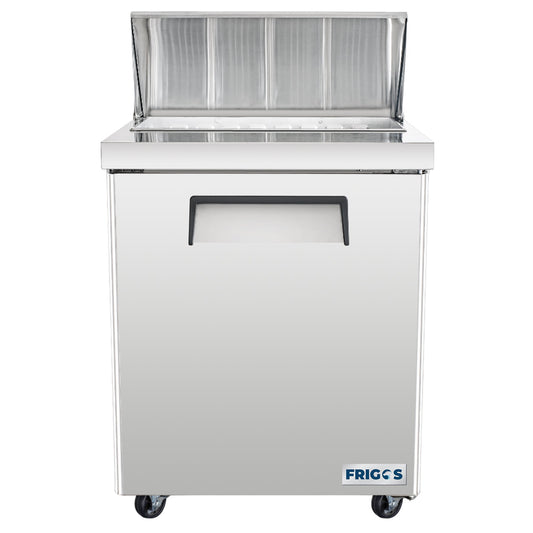 Frigos Sandwich and Salad Prep Table Refrigerator 29" Width 1 Door with Aluminum Interior with 304 Stainless Steel Floor - FG-SWPT-29