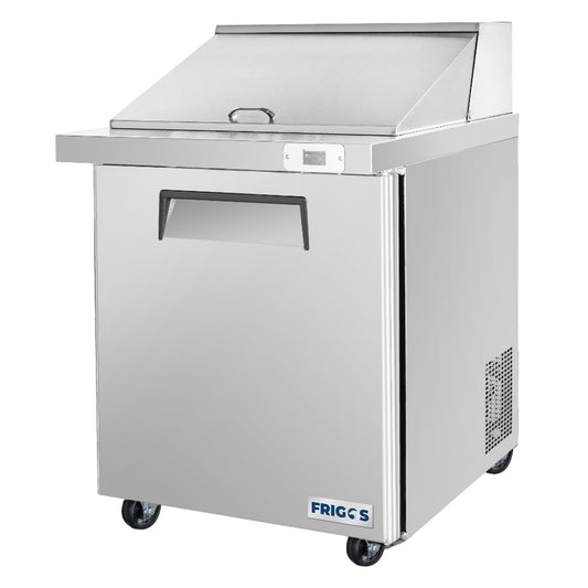 Frigos Sandwich and Salad Prep Table Refrigerator 29" Width 1 Door with Aluminum Interior with 304 Stainless Steel Floor - FG-SWPT-29