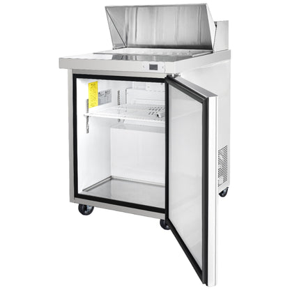 Frigos Sandwich and Salad Prep Table Refrigerator 29" Width 1 Door with Aluminum Interior with 304 Stainless Steel Floor - FG-SWPT-29