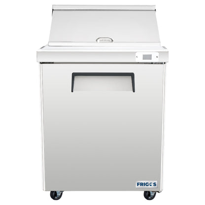 Frigos Sandwich and Salad Prep Table Refrigerator 29" Width 1 Door Mega Top with Aluminum Interior with 304 Stainless Steel Floor - FG-SWPT-29-MT