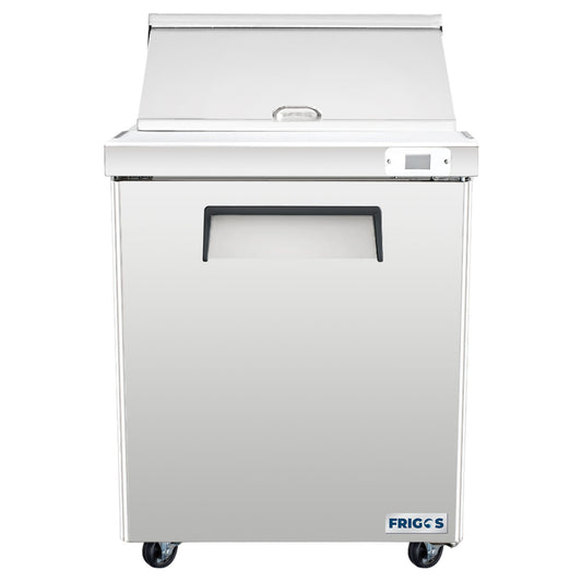 Frigos Sandwich and Salad Prep Table Refrigerator 29" Width 1 Door Mega Top with Aluminum Interior with 304 Stainless Steel Floor - FG-SWPT-29-MT