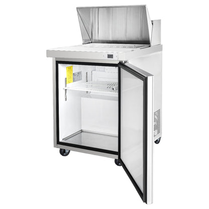 Frigos Sandwich and Salad Prep Table Refrigerator 29" Width 1 Door Mega Top with Aluminum Interior with 304 Stainless Steel Floor - FG-SWPT-29-MT