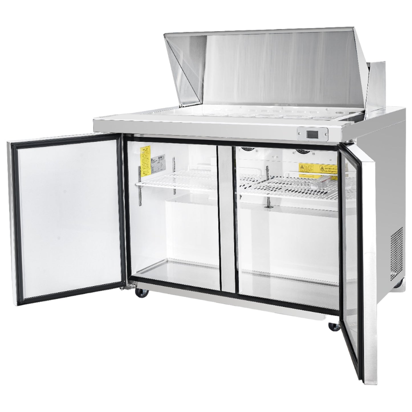 Frigos Sandwich and Salad Prep Table Refrigerator 48" Width 2 Door with Aluminum Interior with 304 Stainless Steel Floor - FG-SWPT-48