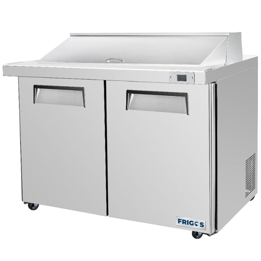 Frigos Sandwich and Salad Prep Table Refrigerator 48" Width 2 Door with Aluminum Interior with 304 Stainless Steel Floor - FG-SWPT-48