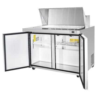 Frigos Sandwich and Salad Prep Table Refrigerator 48" Width 2 Door Mega Top with Aluminum Interior with 304 Stainless Steel Floor - FG-SWPT-48-MT
