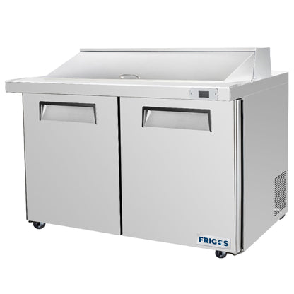 Frigos Sandwich and Salad Prep Table Refrigerator 60" Width 2 Door with Aluminum Interior with 304 Stainless Steel Floor - FG-SWPT-60