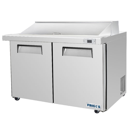 Frigos Sandwich and Salad Prep Table Refrigerator 60" Width 2 Door with Aluminum Interior with 304 Stainless Steel Floor - FG-SWPT-60