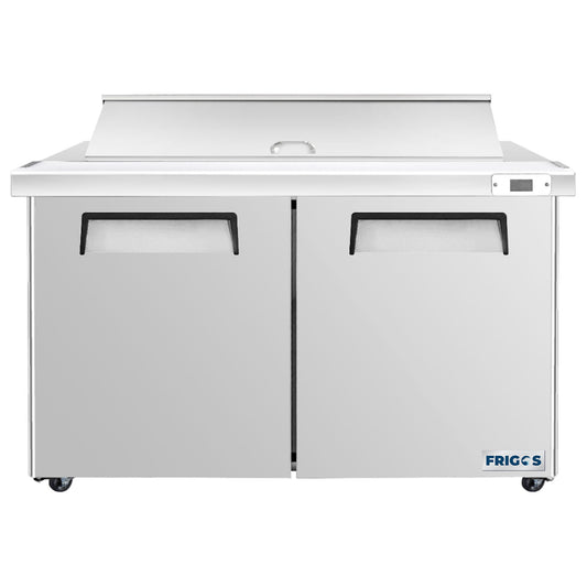 Frigos Sandwich and Salad Prep Table Refrigerator 60" Width 2 Door with Aluminum Interior with 304 Stainless Steel Floor - FG-SWPT-60