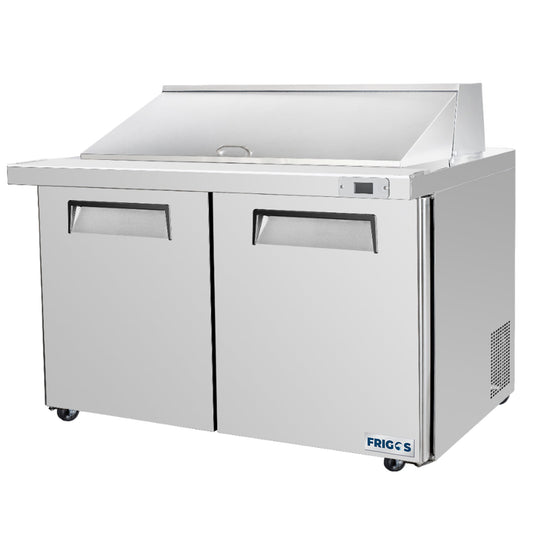 Frigos Sandwich and Salad Prep Table Refrigerator 60" Width 2 Door Mega Top with Aluminum Interior with 304 Stainless Steel Floor - FG-SWPT-60-MT