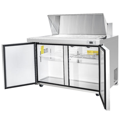 Frigos Sandwich and Salad Prep Table Refrigerator 60" Width 2 Door Mega Top with Aluminum Interior with 304 Stainless Steel Floor - FG-SWPT-60-MT