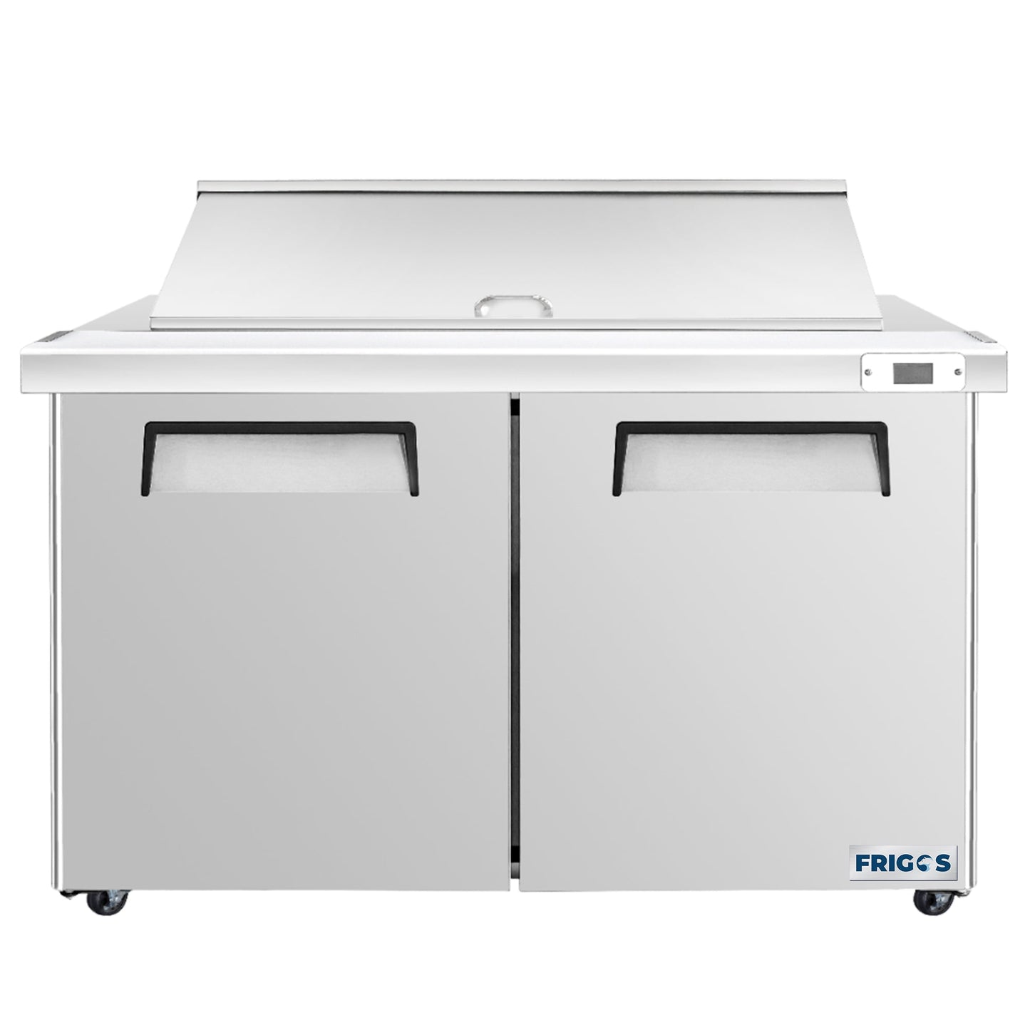 Frigos Sandwich and Salad Prep Table Refrigerator 60" Width 2 Door Mega Top with Aluminum Interior with 304 Stainless Steel Floor - FG-SWPT-60-MT