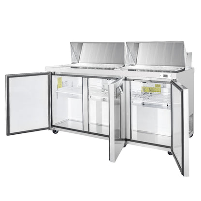 Frigos Sandwich and Salad Prep Table Refrigerator 72" Width 3 Door with Aluminum Interior with 304 Stainless Steel Floor - FG-SWPT-72