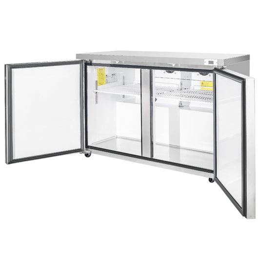 Commercial Undercounter Freezer 48" Width 2 Door Frigos with Aluminum Interior with 304 Stainless Steel Floor - FG-UCFZ-48