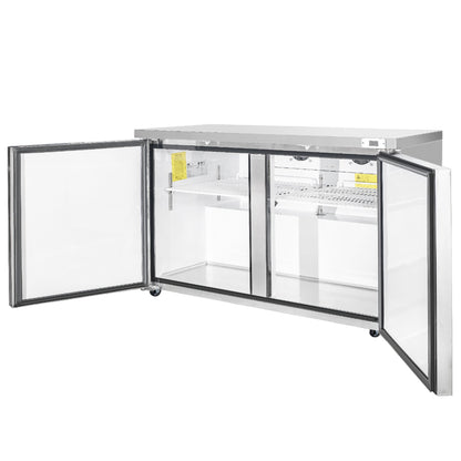 Frigos Commercial Undercounter Refrigerator 60" Width 2 Door Frigos with Aluminum Interior with 304 Stainless Steel Floor - FG-UCRF-60