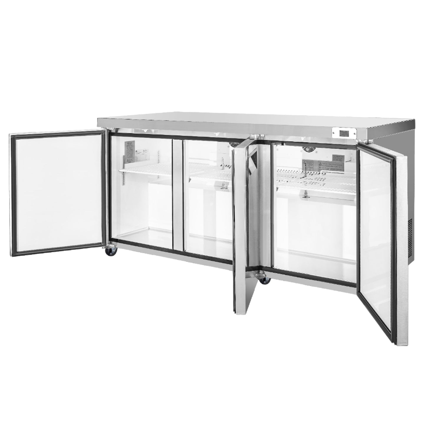 Commercial Undercounter Refrigerator 72" Width 3 Door with Aluminum Interior with 304 Stainless Steel Floor - FG-UCRF-72