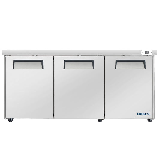 Commercial Undercounter Refrigerator 72" Width 3 Door with Aluminum Interior with 304 Stainless Steel Floor - FG-UCRF-72
