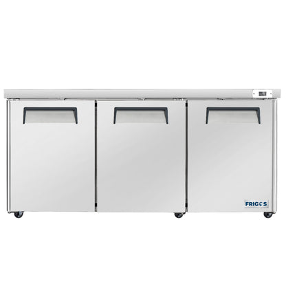 Commercial Undercounter Refrigerator 72" Width 3 Door with Aluminum Interior with 304 Stainless Steel Floor - FG-UCRF-72