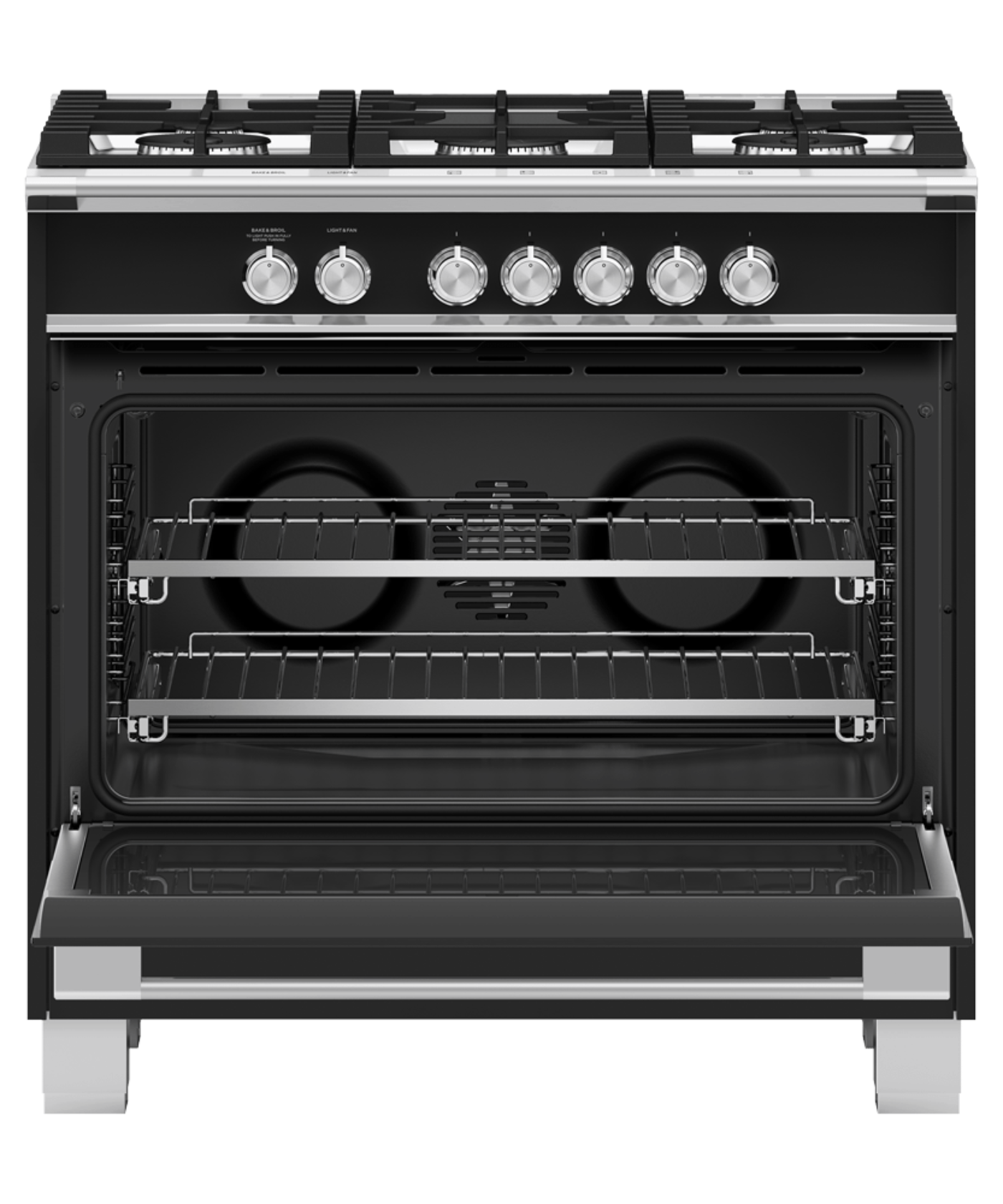 FISHER & PAYKEL OR36SCG4B1 36" Series 7 Classic 5 Burner Gas Range Black - OR36SCG4B1
