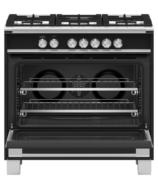 FISHER & PAYKEL OR36SCG4B1 36" Series 7 Classic 5 Burner Gas Range Black - OR36SCG4B1