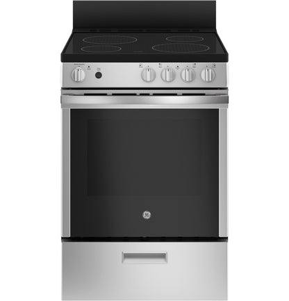 GE APPLIANCES JAS640RMSS GE® ENERGY STAR® 24" Free-Standing/Slide-in Front Control Range with Steam Clean and Large Window in Stainless Steel - JAS640RMSS