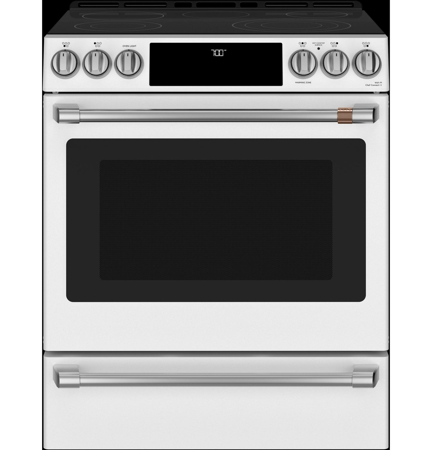 CAFE  30" Smart Slide-In, Front-Control, Radiant and Convection Range White - CES700P4MW2
