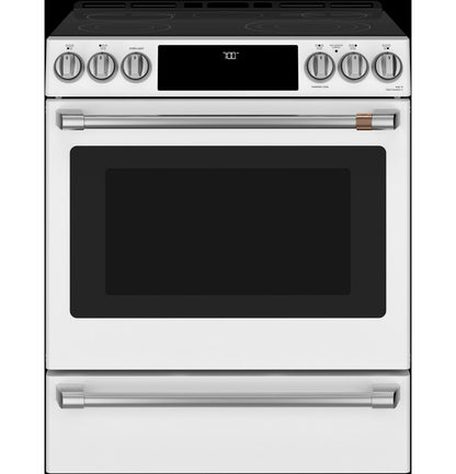 CAFE  30" Smart Slide-In, Front-Control, Radiant and Convection Range White - CES700P4MW2