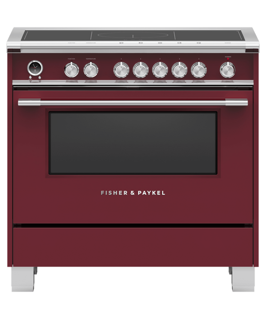 FISHER & PAYKEL OR36SCI6R1 36" Series 9 Classic 5 Zone Induction Self-Cleaning Range Red - OR36SCI6R1
